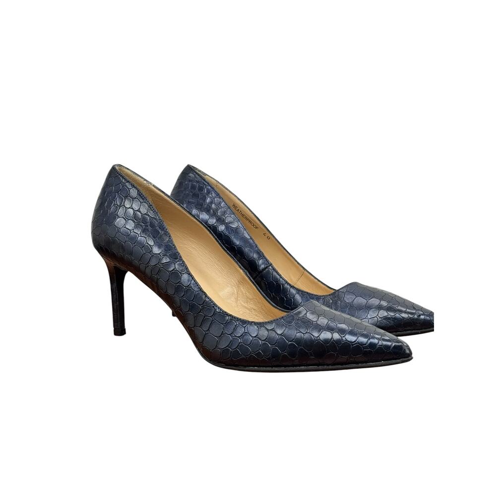 Ron White Cindy Lou Croco Pump Blue Leather Size 9.5 /40 Women’s Heels Point Toe